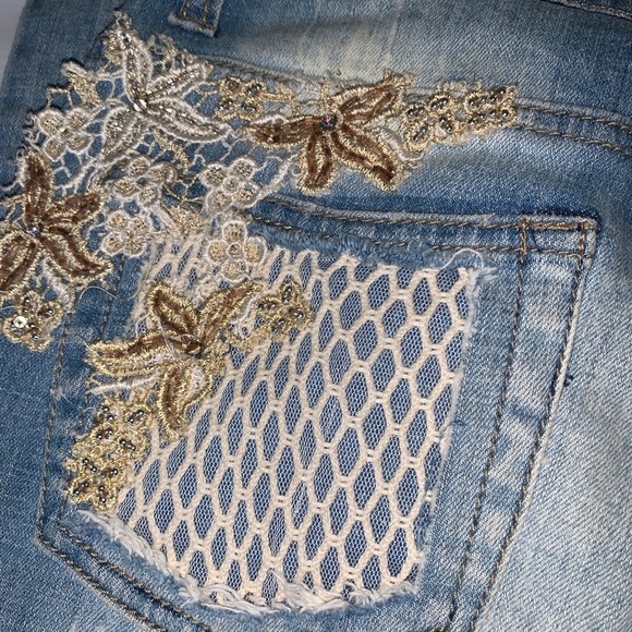 EMBELLISHED JEANS-lacy, beaded,rhinestones------FINAL PRICE - Picture 5 of 5